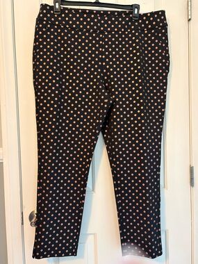 Soft Surroundings Metallic Bronze/Rose Gold Dots on Black Skinny Ankle Pants NWT